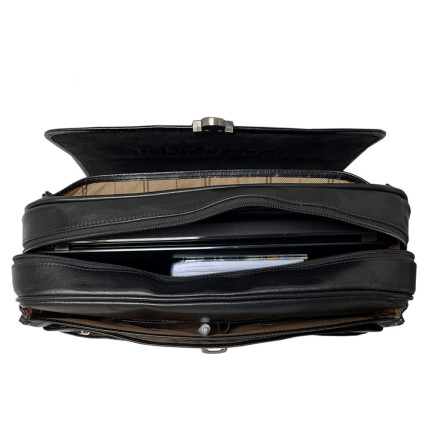 Мужской кожаный черный портфель TONY PEROTTI (Италия) Italico 8361-40 nero – Фото 4