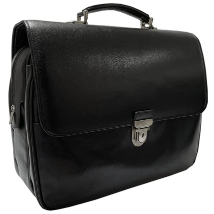 Мужской кожаный черный портфель TONY PEROTTI (Италия) Italico 8361-40 nero – Фото 7