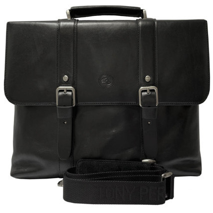 Мужской кожаный черный портфель сумка TONY PEROTTI (Италия) Italico 9225-38 nero – Фото 6