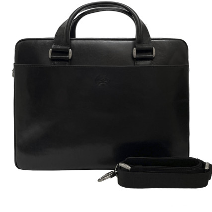 Мужской черный  кожаный портфель TONY PEROTTI (Италия) Italico 9637-38 nero – Фото 2