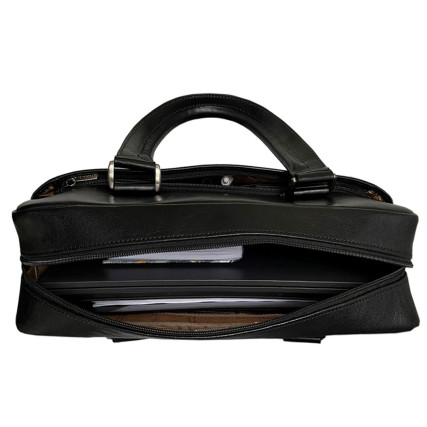 Мужской черный  кожаный портфель TONY PEROTTI (Италия) Italico 9637-38 nero – Фото 5