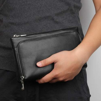 Мужской кожаный клатч Buffalo Bags черный – Фото 5