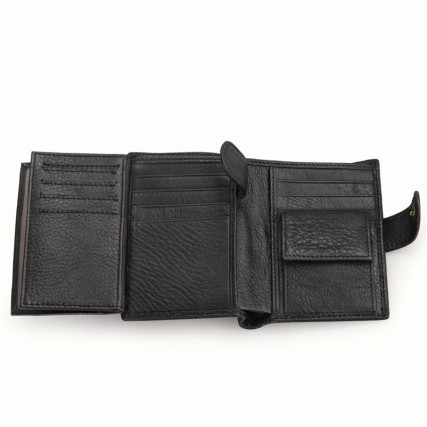 Мужской кожаный кошелек Buffalo Bags черный – Фото 5