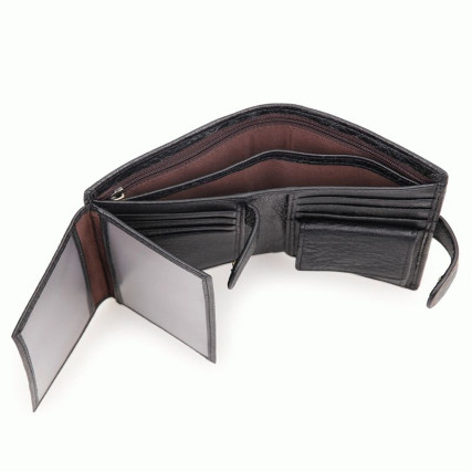 Мужской кожаный кошелек Buffalo Bags черный – Фото 6
