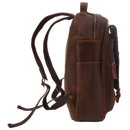 Мужской кожаный винтажный рюкзак Buffalo Bags коричневый M2254C – Фото 4
