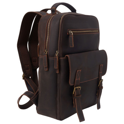 Винтажный мужской кожаный рюкзак Buffalo Bags коричневый M2260C – Фото 2
