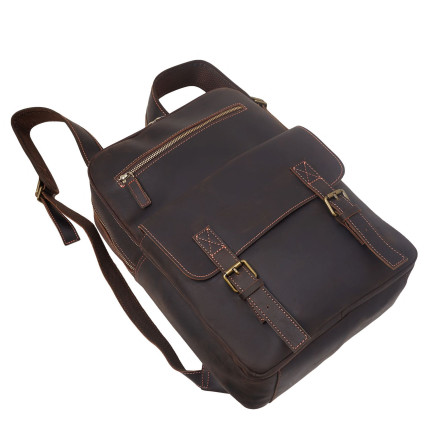 Винтажный мужской кожаный рюкзак Buffalo Bags коричневый M2260C – Фото 5