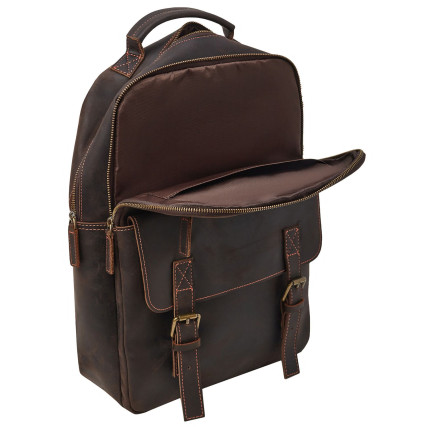 Винтажный мужской кожаный рюкзак Buffalo Bags коричневый M2260C – Фото 6