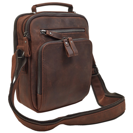 Мужская кожаная винтажная сумка Buffalo Bags коричневая M6014C – Фото 2