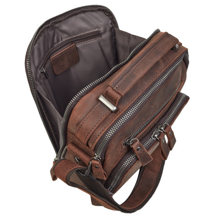 Мужская кожаная винтажная сумка Buffalo Bags коричневая M6014C – Фото 7