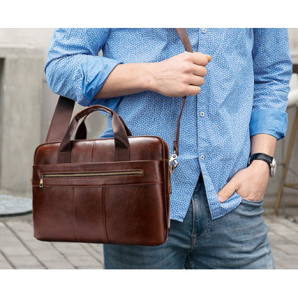 Кожаный мужской коричневый портфель Buffalo Bags M8523C – Фото 5