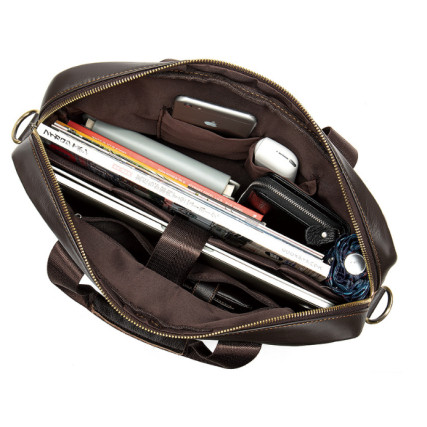 Кожаный мужской портфель Buffalo Bags коричневый M8572C – Фото 4