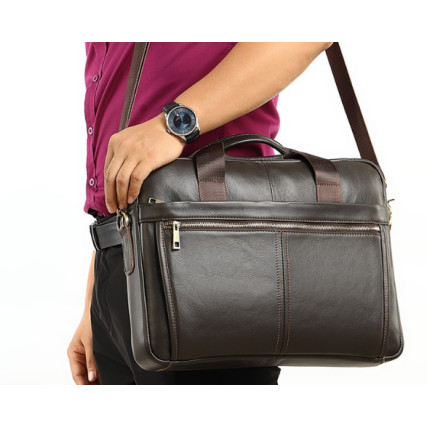 Кожаный мужской портфель Buffalo Bags коричневый M8572C – Фото 5