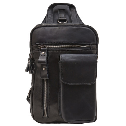 Мужской кожаный рюкзак через плечо Buffalo Bags черный M8871A-1 – Фото 2