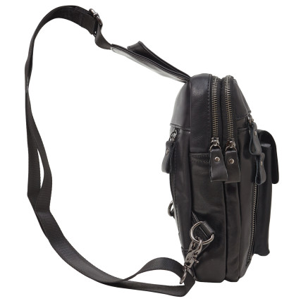 Мужской кожаный рюкзак через плечо Buffalo Bags черный M8871A-1 – Фото 3