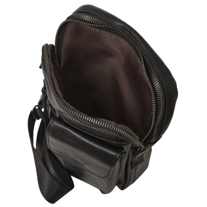 Мужской кожаный рюкзак через плечо Buffalo Bags черный M8871A-1 – Фото 7