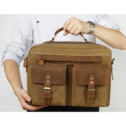 Комбинированный портфель мужской Buffalo Bags коричневый M9772C – Фото 5