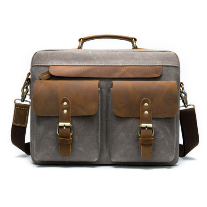 Комбинированный портфель мужской Buffalo Bags серый M9772J – Фото 1