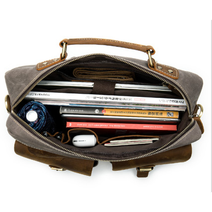 Комбинированный портфель мужской Buffalo Bags серый M9772J – Фото 5
