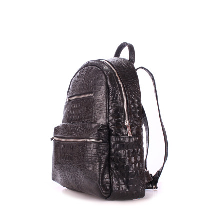 Кожаный рюкзак Poolparty Mini черный mini-bckpck-leather-croco-black – Фото 2