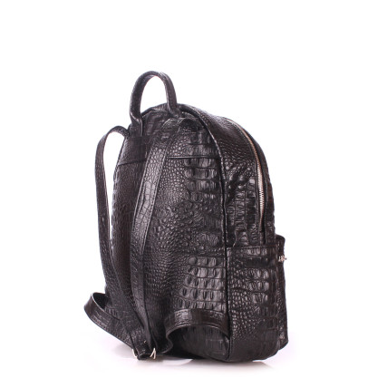 Кожаный рюкзак Poolparty Mini черный mini-bckpck-leather-croco-black – Фото 3