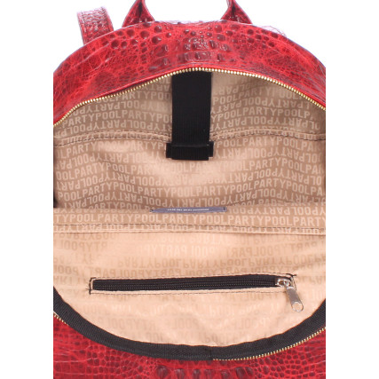 Кожаный рюкзак Poolparty Mini красный mini-bckpck-leather-croco-red – Фото 4