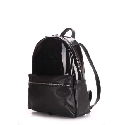 Кожаный рюкзак женский Poolparty черный mini-bckpck-transparent-black – Фото 2