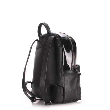 Кожаный рюкзак женский Poolparty черный mini-bckpck-transparent-black – Фото 3