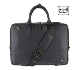 Мужской кожаный портфель Visconti Royce 13 (Великобритания) черный PLT10 BLK
