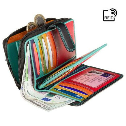 Женский кошелек Visconti R13 Carmelo c RFID (Black/Rhumba) черный – Фото 5