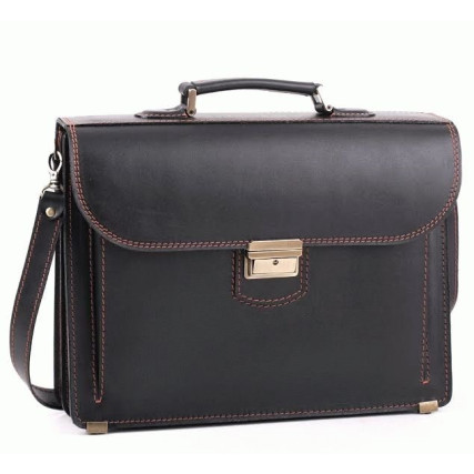 Кожаный мужской черный портфель RVM-1Black2 – Фото 1