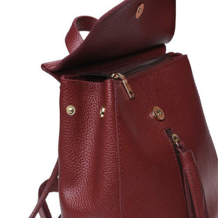Женский кожаный рюкзак Ricco Grande бордовый 1L915-burgundy – Фото 4