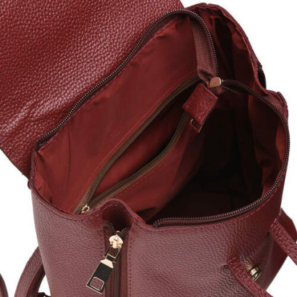 Женский кожаный рюкзак Ricco Grande бордовый 1L918-burgundy – Фото 5
