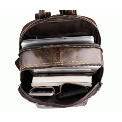 Кожаный вместительный рюкзак 7273Q Buffalo Bags коричневый – Фото 6