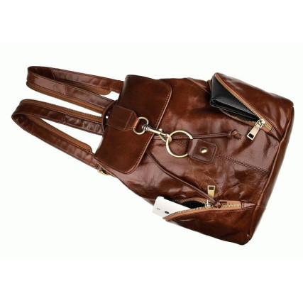 Кожаный повседневный рюкзак 7286B Buffalo Bags коричневый – Фото 5