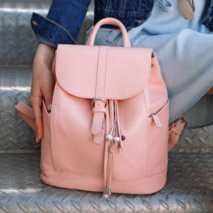 Кожаный розовый рюкзак BlankNote Олсен BN-BAG-13-barbie – Фото 4