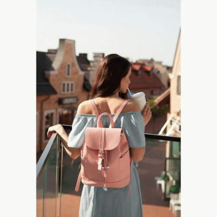 Кожаный розовый рюкзак BlankNote Олсен BN-BAG-13-barbie – Фото 5