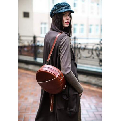 Круглая сумка-рюкзак BlankNote MAXI Коньяк BN-BAG-30-k – Фото 7