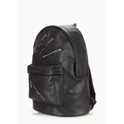 Кожаный рюкзак POOLPARTY черный backpack-rockstar-black – Фото 2