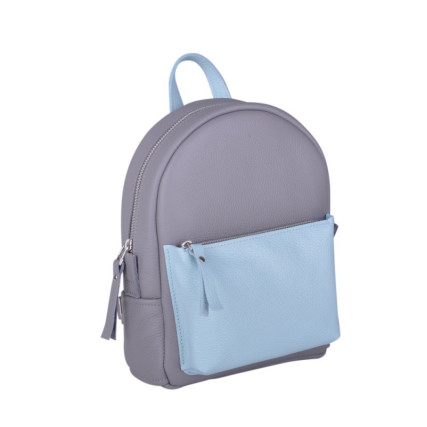 Кожаный серо-голубой рюкзак JIZUZ SPORT DOUBLE NEW (GREY/AQUA) – Фото 2