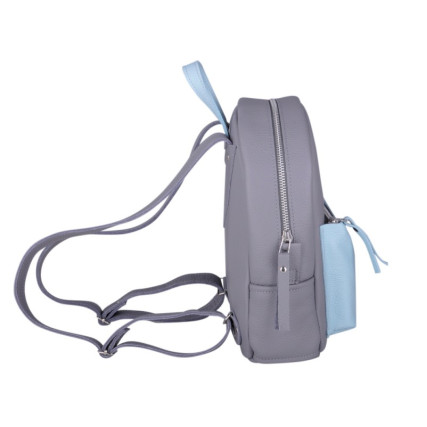 Кожаный серо-голубой рюкзак JIZUZ SPORT DOUBLE NEW (GREY/AQUA) – Фото 3