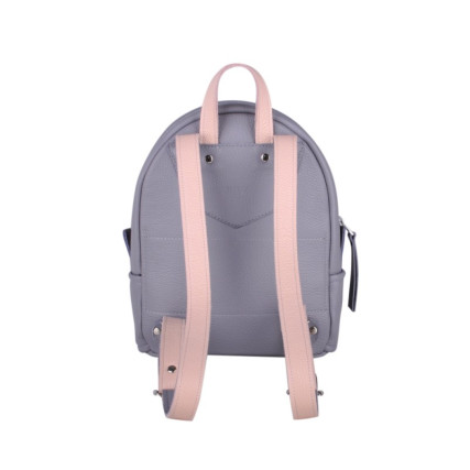 Кожаный серо-розовый рюкзак JIZUZ SPORT DOUBLE NEW (GREY/NUDE) – Фото 4