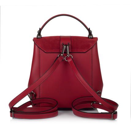 Кожаная женская сумка-рюкзак Virginia Conti (Италия) красная VC17042red