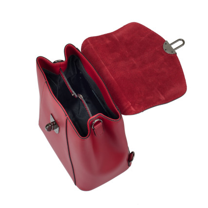 Кожаная женская сумка-рюкзак Virginia Conti (Италия) красная VC17042red