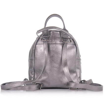 Женский кожаный рюкзак Virginia Conti (Италия) серебристый VC1708silver – Фото 2