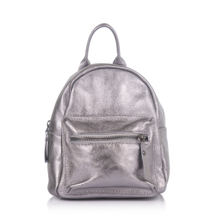 Женский кожаный рюкзак Virginia Conti (Италия) серебристый VC1708silver – Фото 3