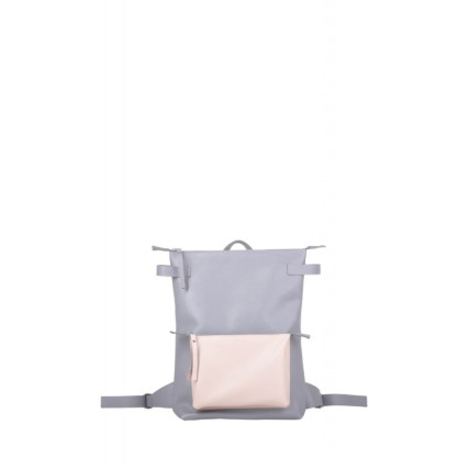 Кожаный серый рюкзак JIZUZ VOYAGER GREY/NUDE – Фото 2