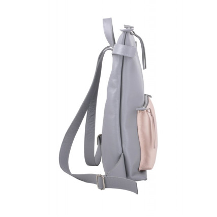 Кожаный серый рюкзак JIZUZ VOYAGER GREY/NUDE – Фото 4
