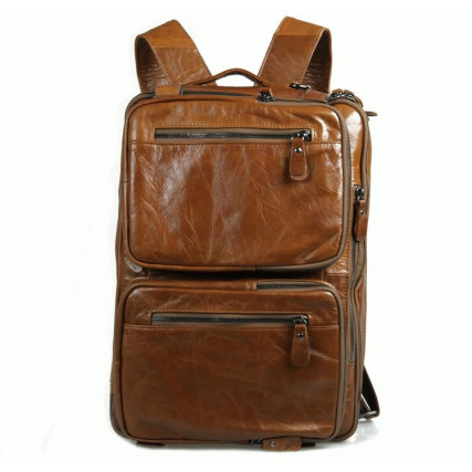Универсальный кожаный рюкзак-сумка 7014B Buffalo Bags светло-коричневый – Фото 1