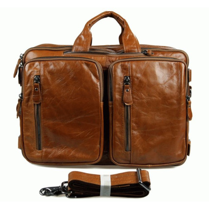 Универсальный кожаный рюкзак-сумка 7014B Buffalo Bags светло-коричневый – Фото 7